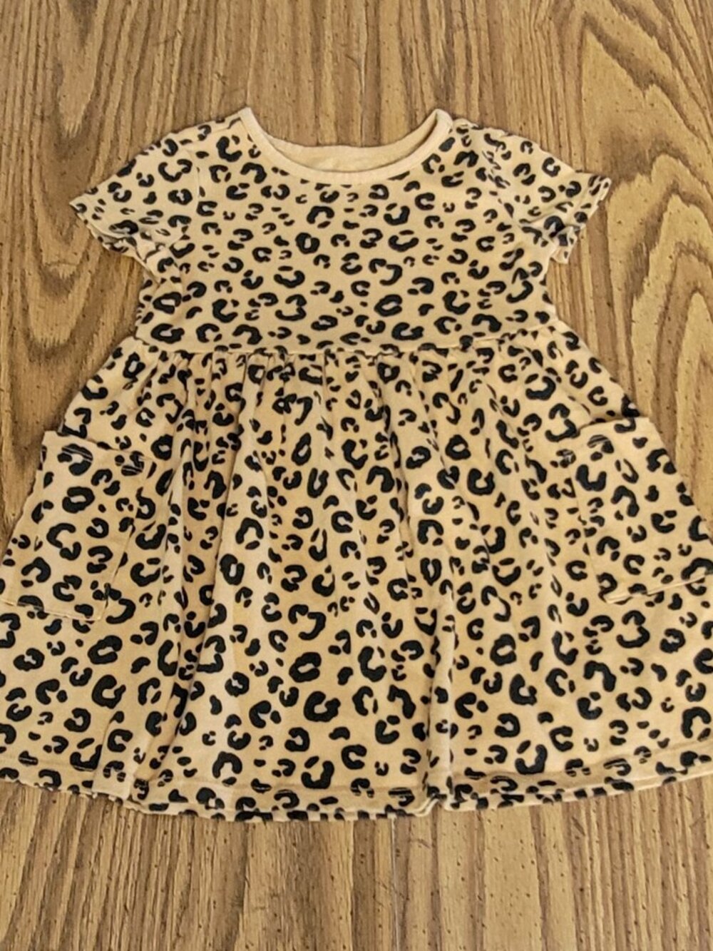 Girls 3T Leopard Print Dress Short Sleeve Toddler Casual